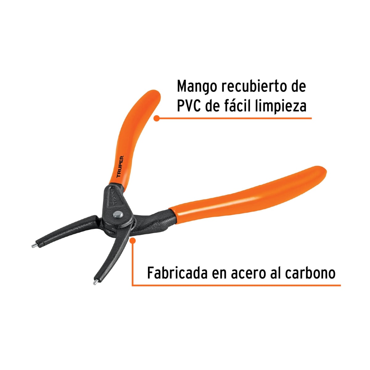 Alicate punta recta 7'' para cerrar anillos mango de pvc Truper2