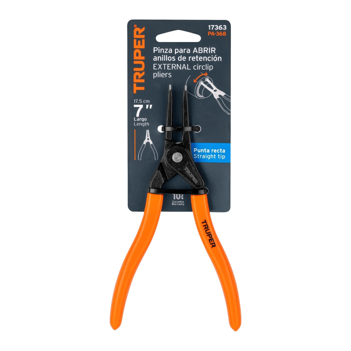 Alicate punta recta 7'' para abrir anillos mango de pvc Truper3