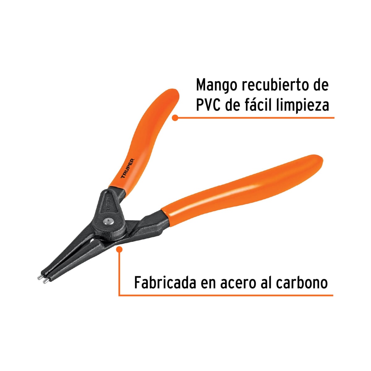 Alicate punta recta 7'' para abrir anillos mango de pvc Truper2