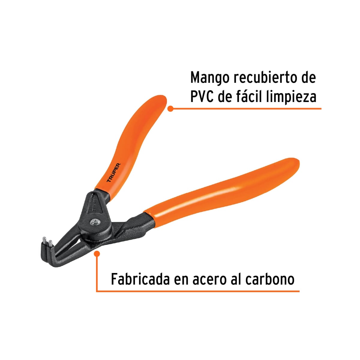 Alicate punta a 90° 6-3/4'' para abrir anillos. mango de pvc Truper2