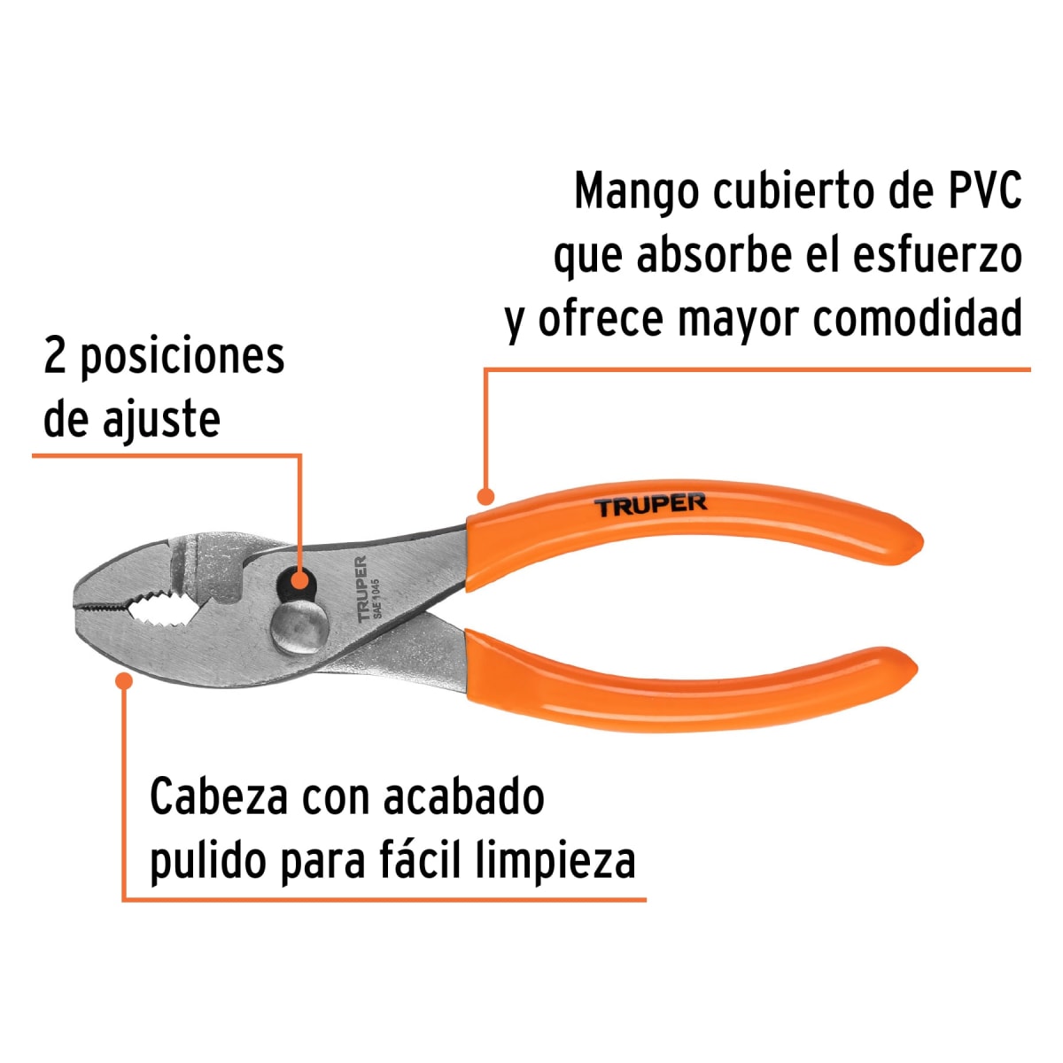 Alicate de mecánico 6´´ mango de PVC, Truper2