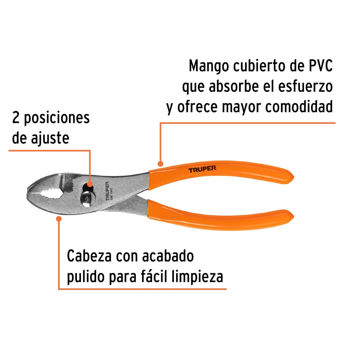 Alicate de mecánico 8'' mango de pvc Truper2