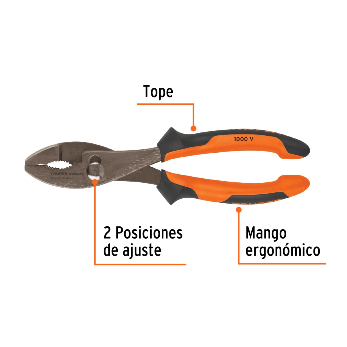 Alicate de mecánico 8'' mango comfort grip Truper expert2