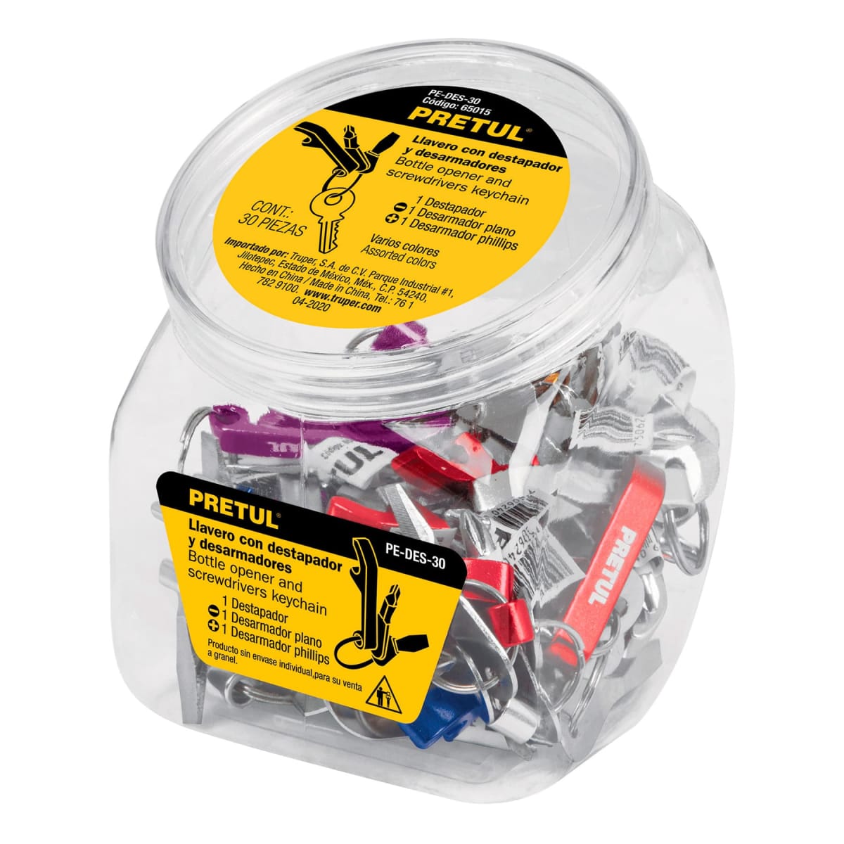 Pecera llaveros tipo desarmador y destapador 30 Pzas Pretul3