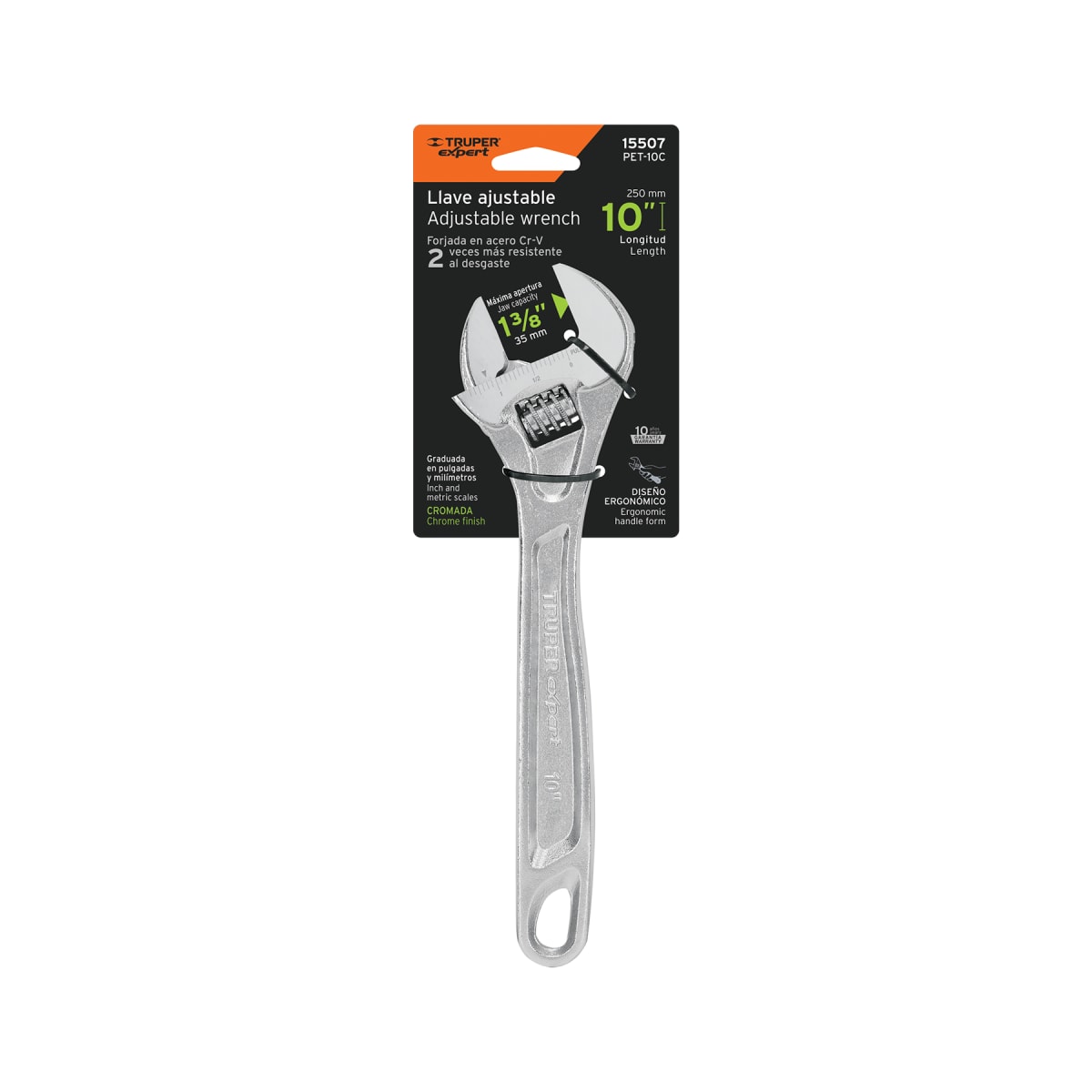 Llave francesa 10'' profesional cromada  expert Truper4