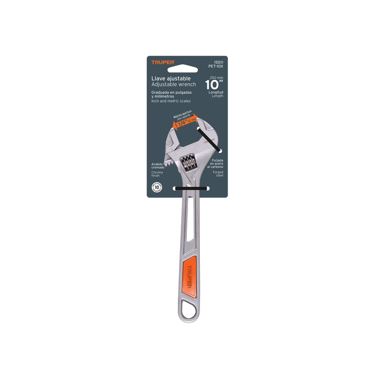 Llave francesa 10'' cromada mango de pvc Truper4
