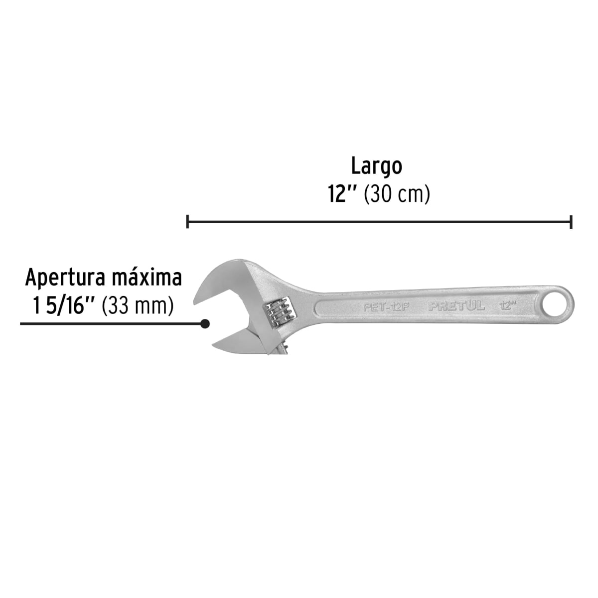 Llave francesa 12'' cromada. pretul3
