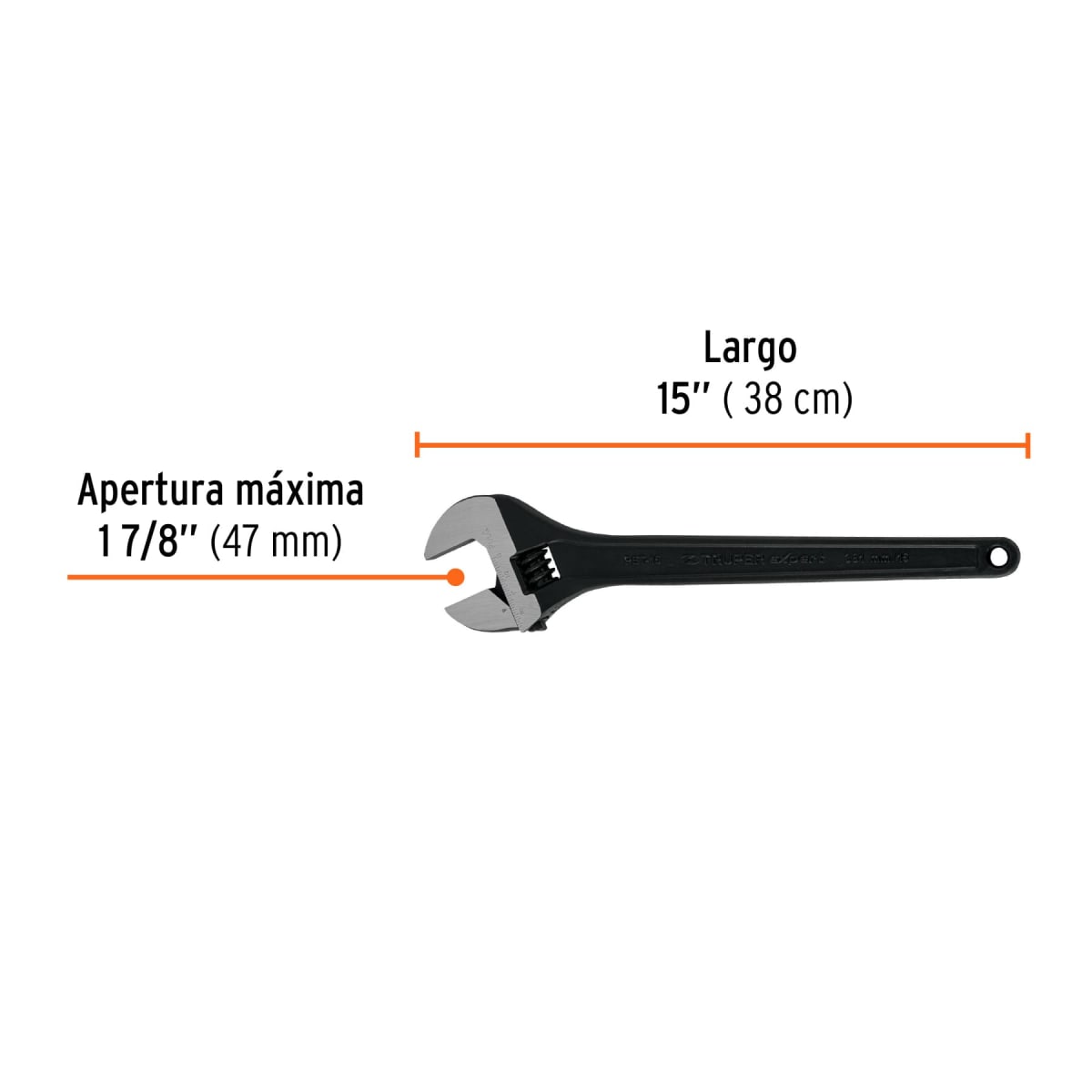 Llave francesa 15'' profesional fosfatada, Expert Truper3