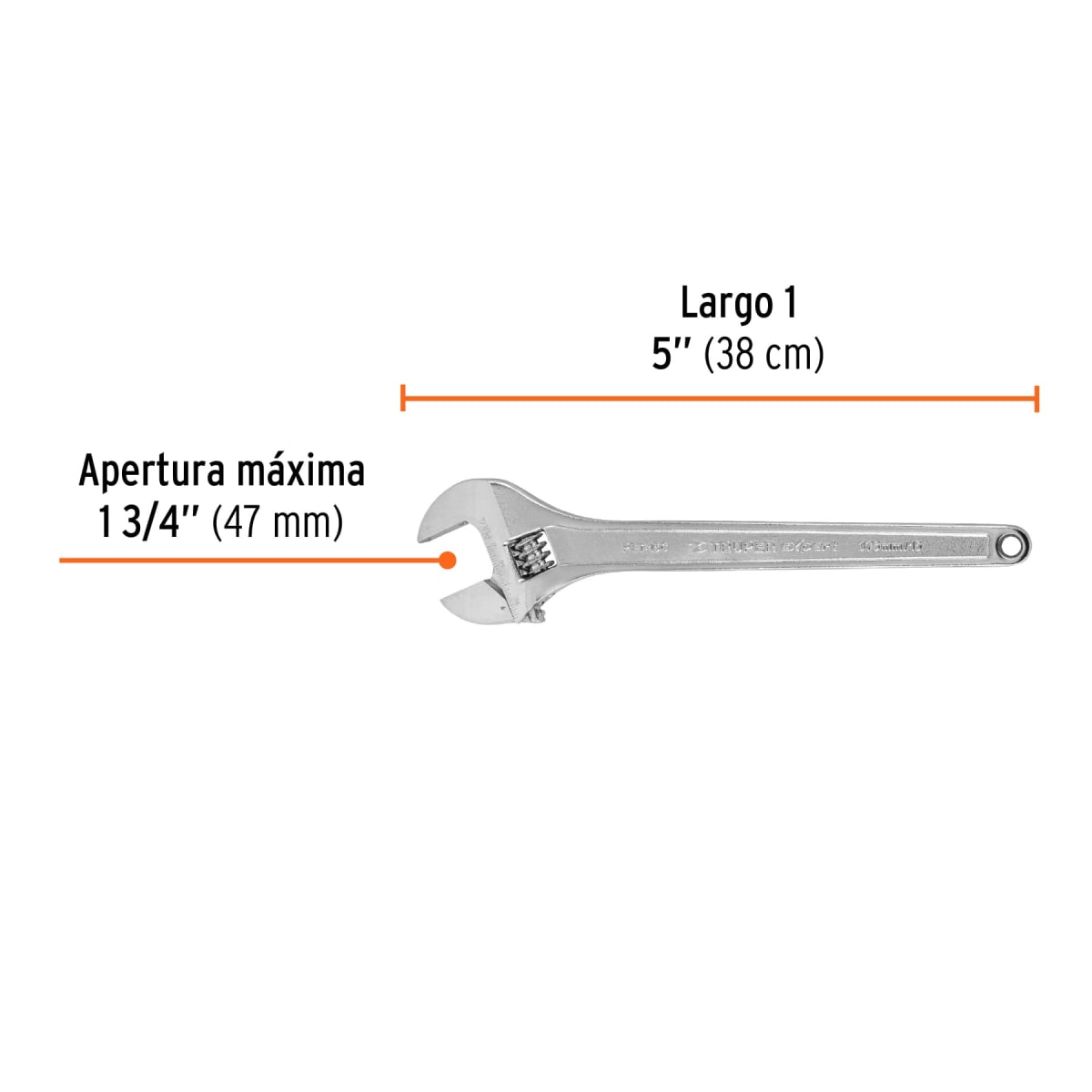 llave ajustable (perico) profesional, cromado 15