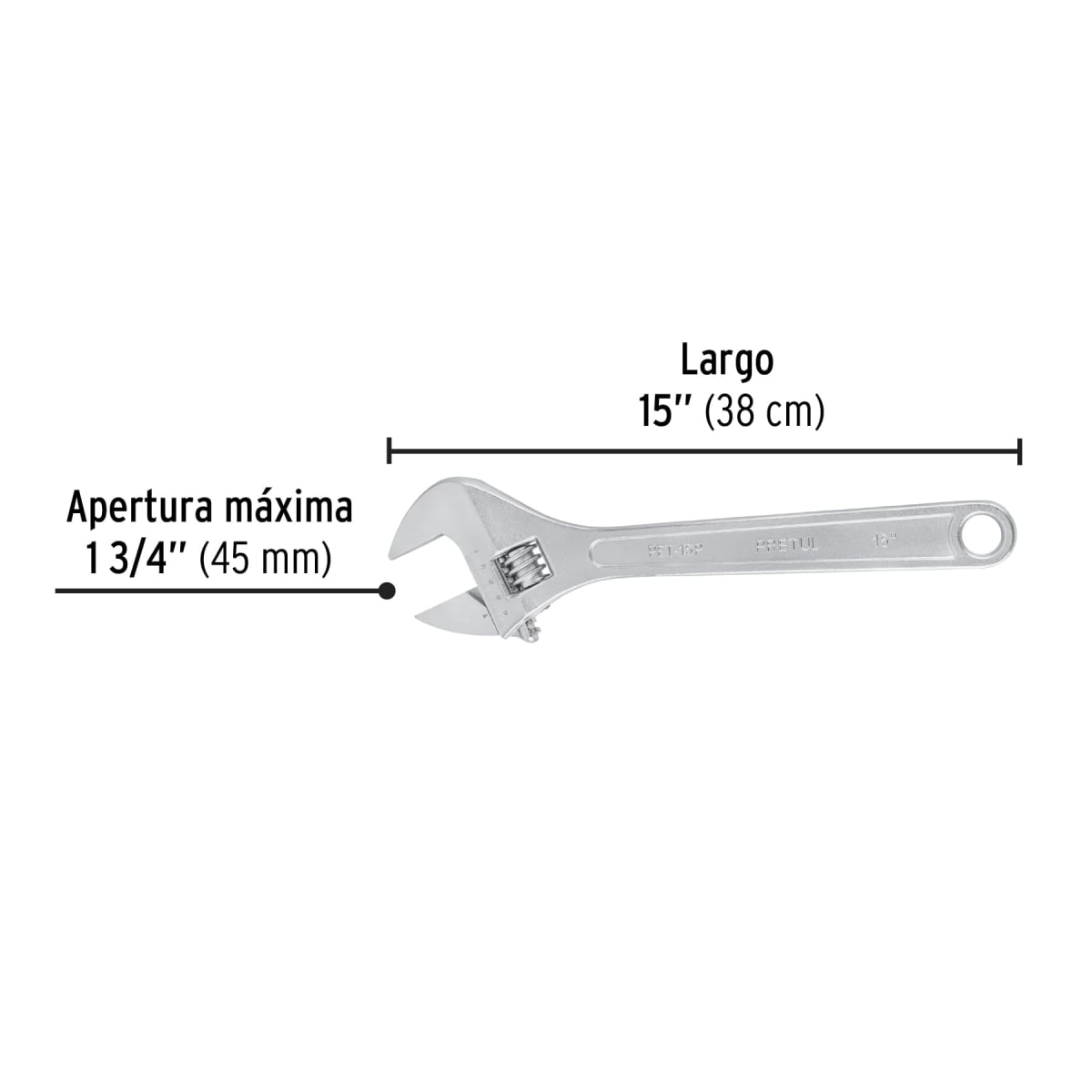 Llave francesa cromada 15