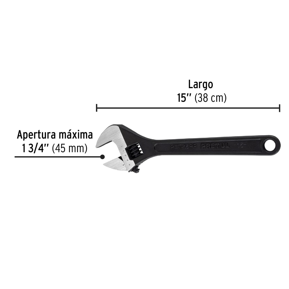 Llave ajustable (perico), pavonado 15´´ Pretul3