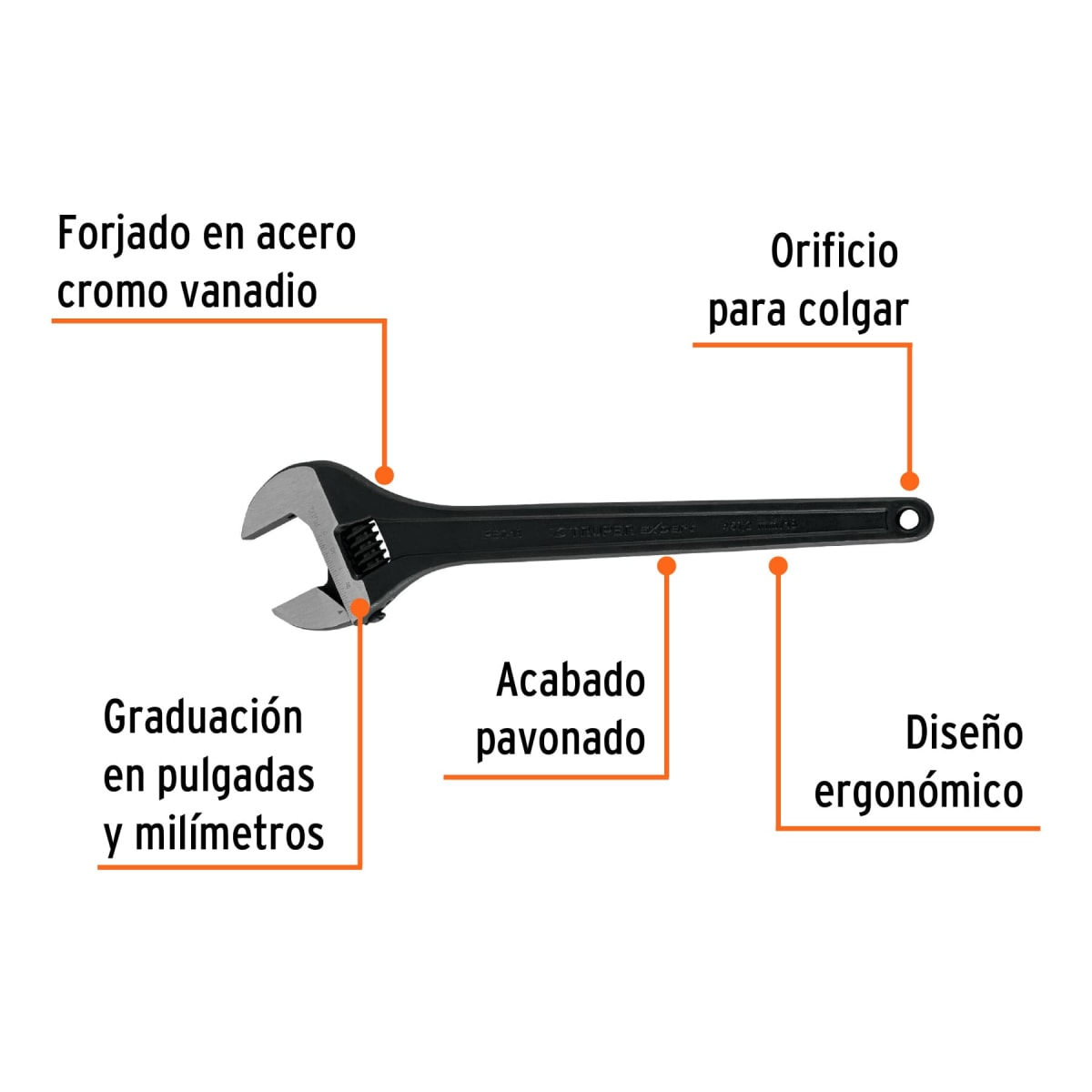 Llave francesa 18'' profesional fosfatada, Expert Truper2