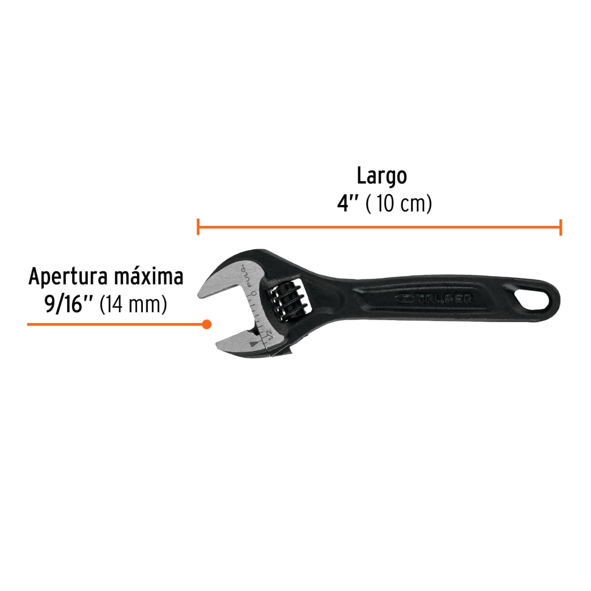 Llave francesa 4´´ profesional fosfatada, Expert Truper3