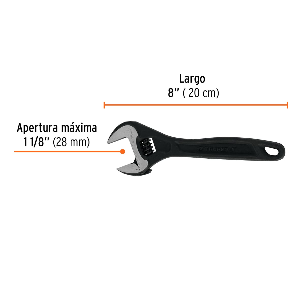 Llave francesa 8'' profesional fosfatada, Expert Truper3