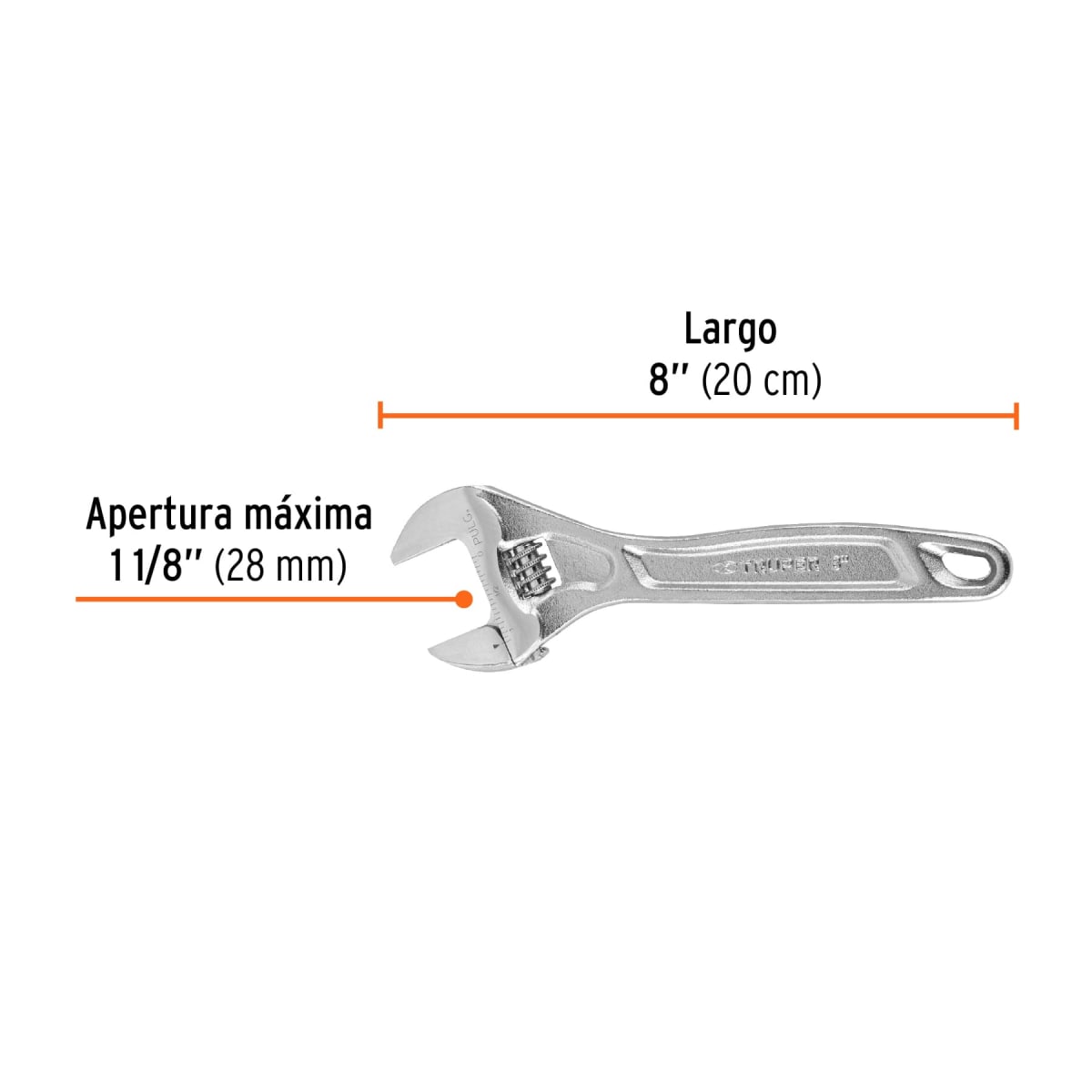 Llave francesa 8'' profesional cromada Truper expert3