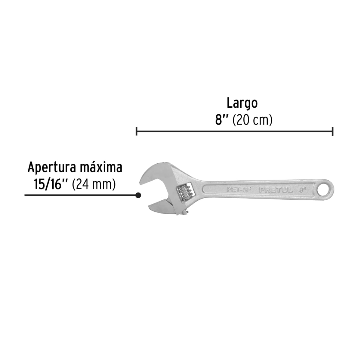 Llave francesa 8'' cromada. pretul3