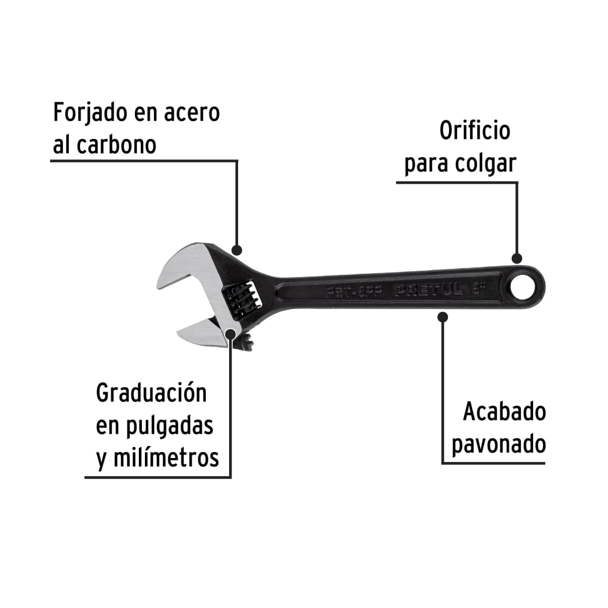 Llave francesa 8´´ fosfatada, Pretul2