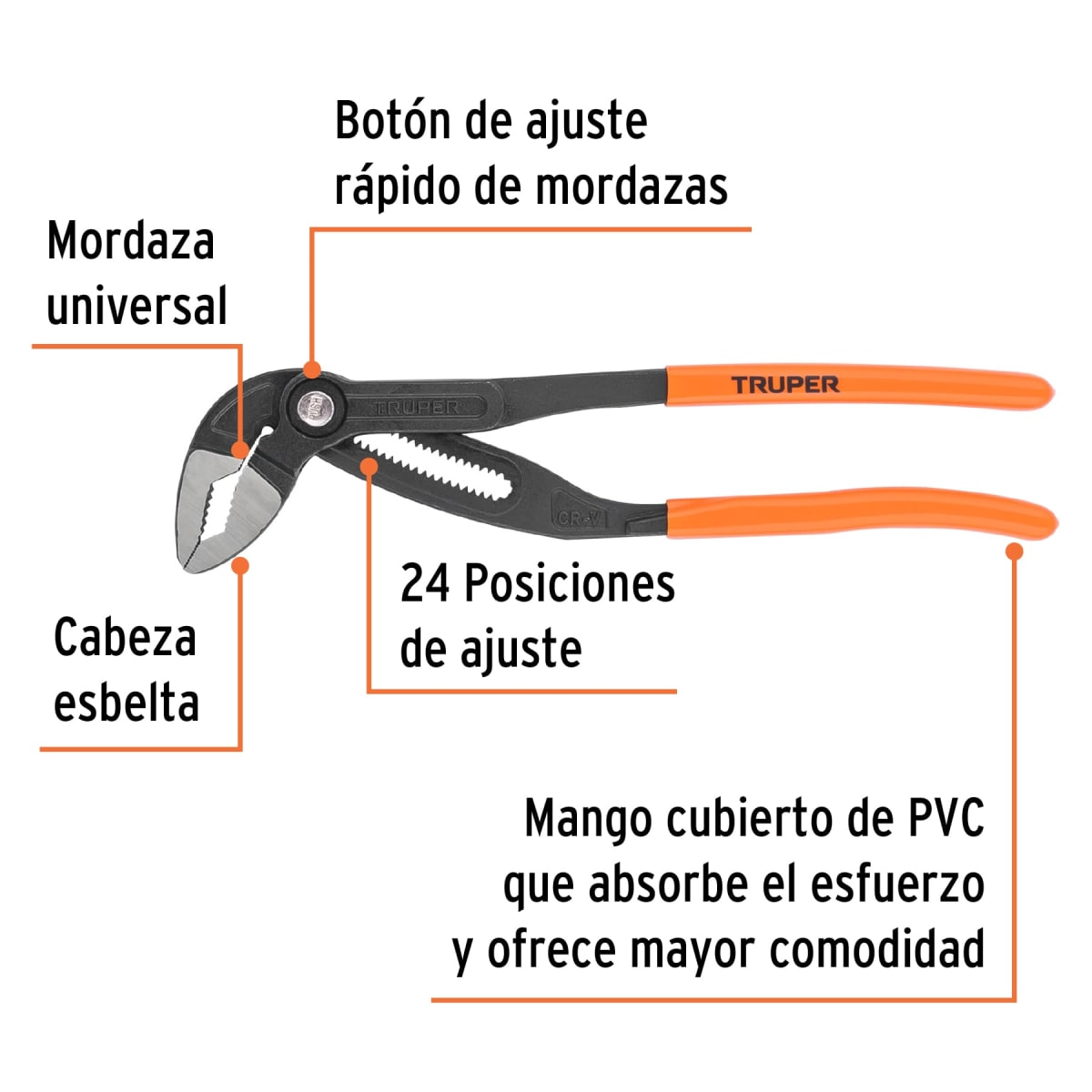 PEX-16E Pinza de extensión 16´´, mango de PVC, Truper2