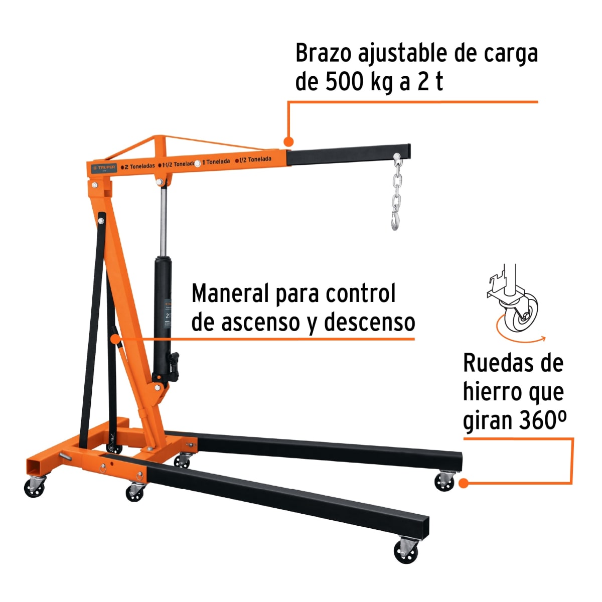 Pluma hidráulica plegable  de 2 toneladas truper3