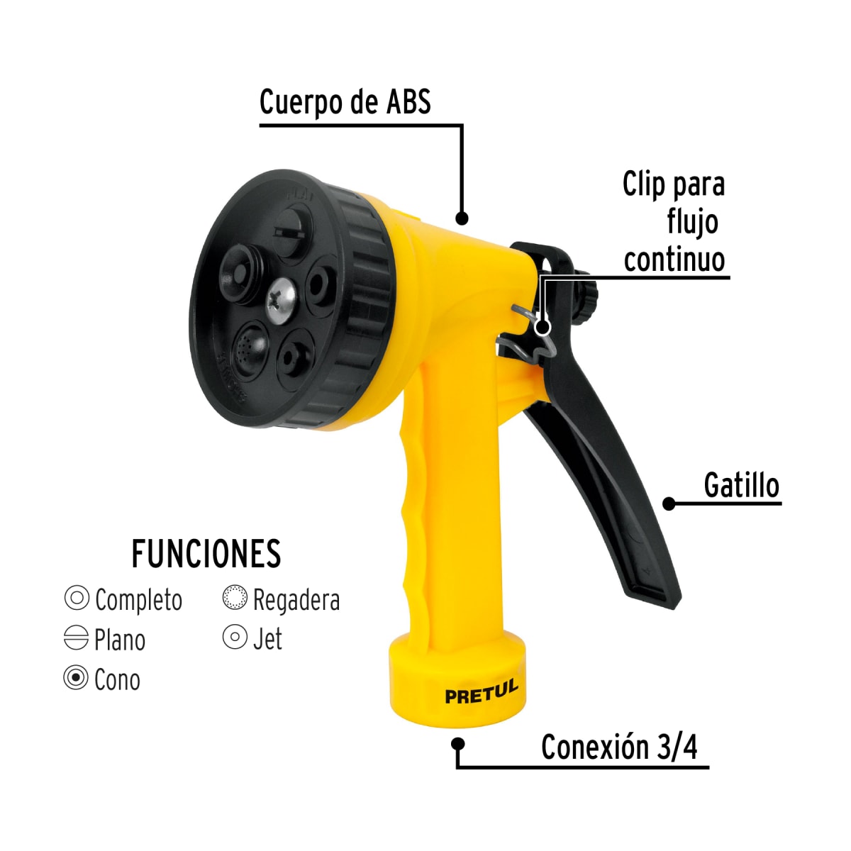 Pistola para Riego de 5'' de 2 Funciones Plásticas2