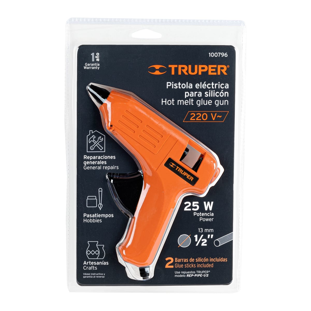Pistola eléctrica para silicona de 1/2