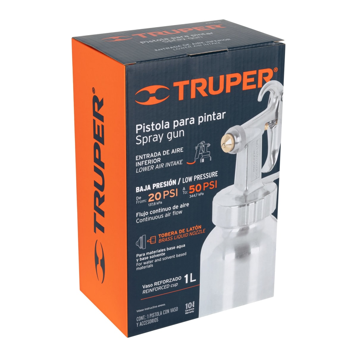 Pistola para pintar baja presión  pulida entrada inferior Truper5