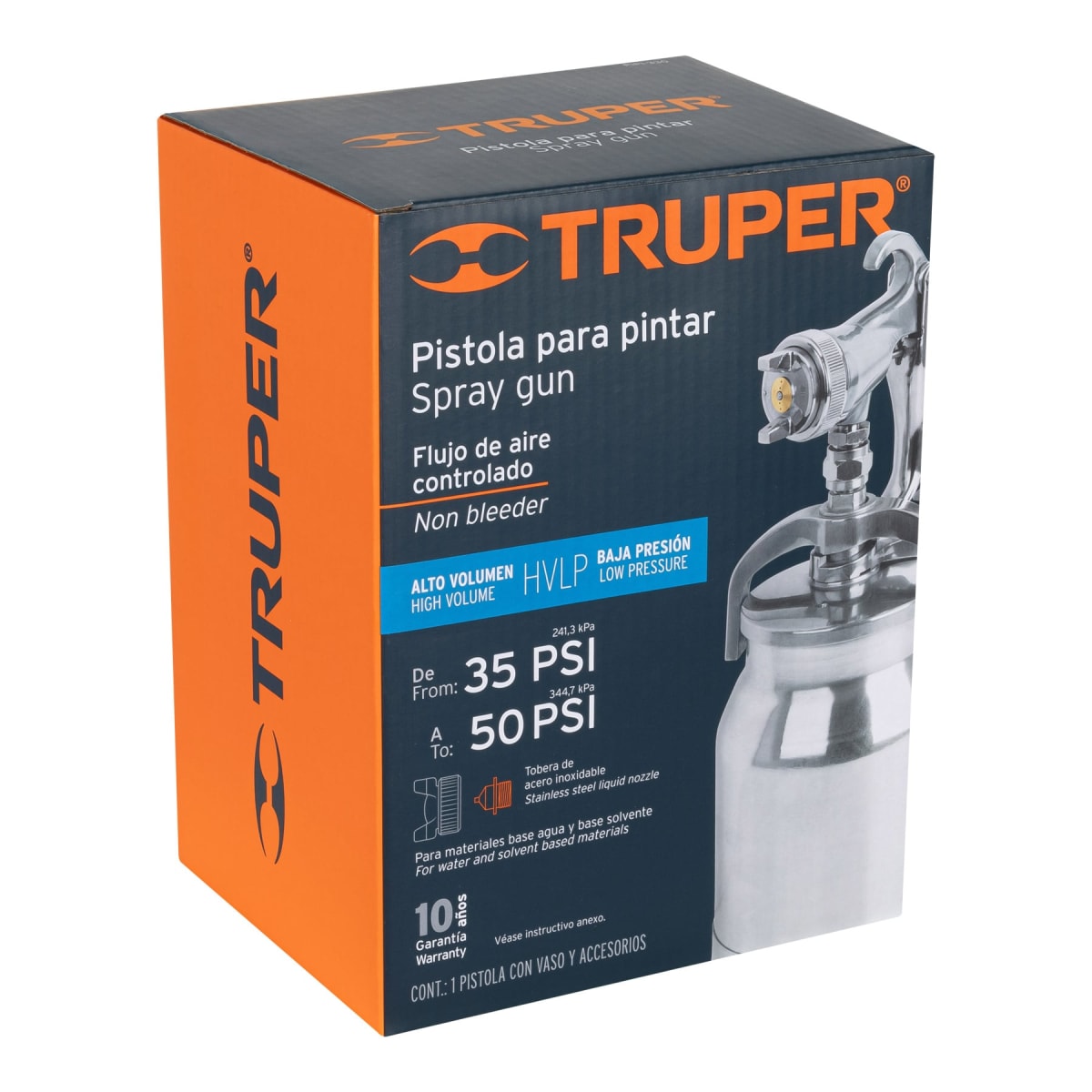 Pistola para pintar succión hvlp boquilla 1.4mm Truper6
