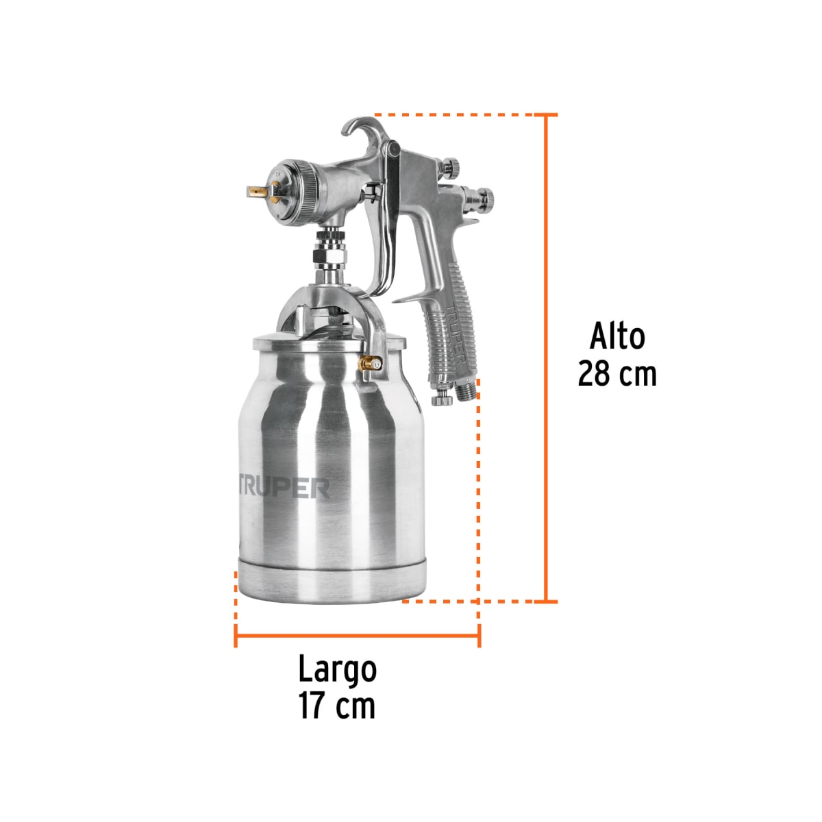 Pistola para pintar succión hvlp boquilla 1.4mm Truper3