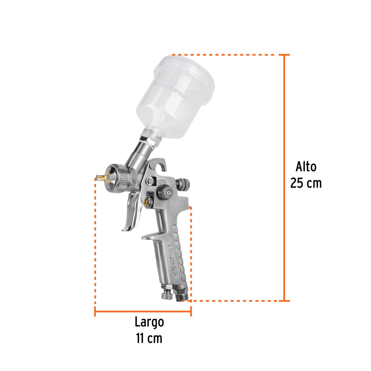 Pistola p/retoque gravedad, HVLP,vaso plástico,boquilla 1 mm Truper3