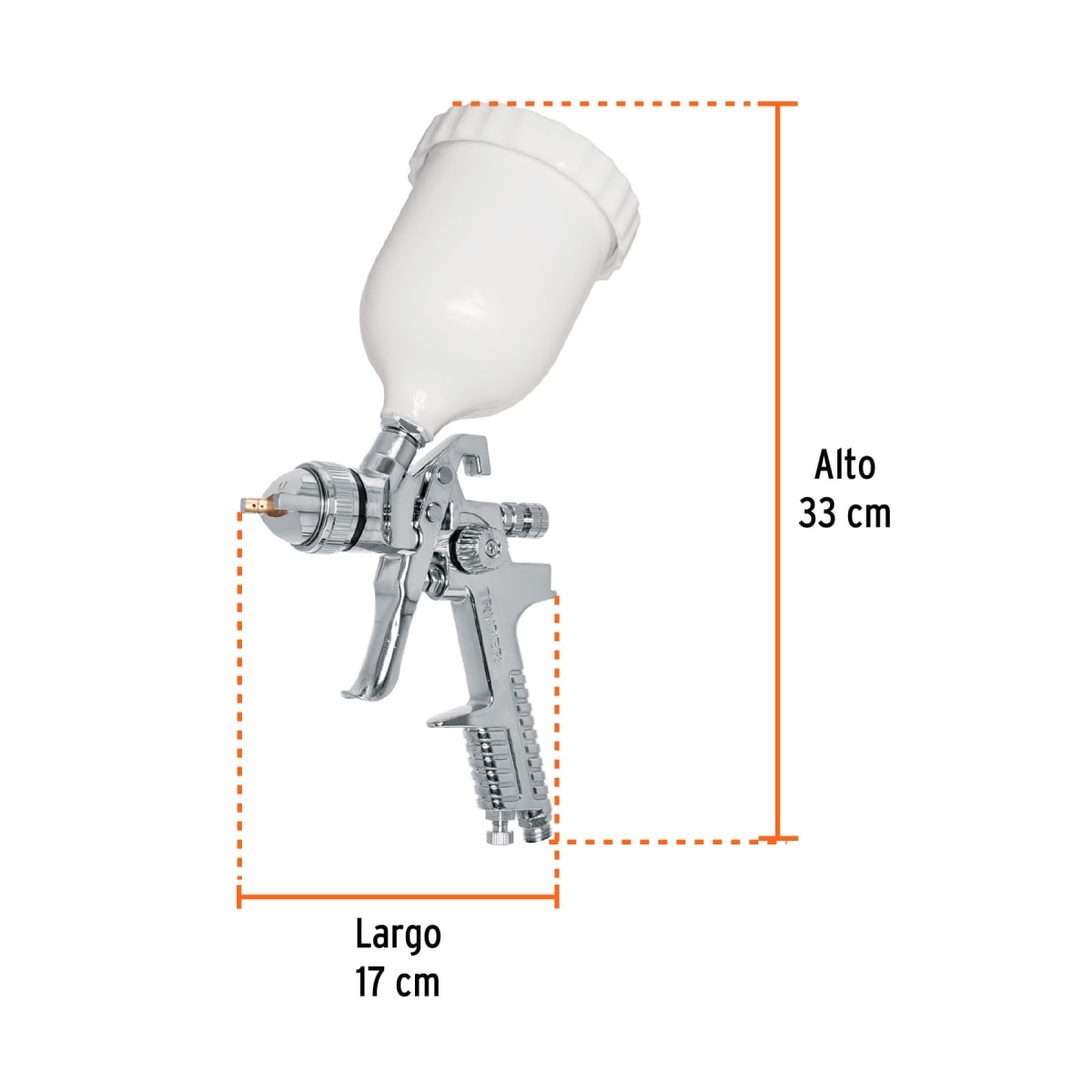 Pistola p/pintar gravedad HVLP,vaso plástico, boquilla 1.7mm Truper3