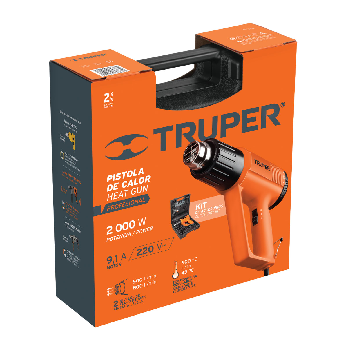 Pistola de calor profesional de 2000 W 220 V Truper6