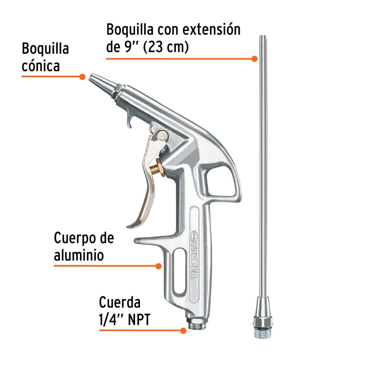 Pistola para sopletear con 2 boquillas Truper2