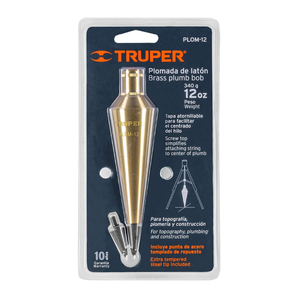 Plomada de latón 340 gramos (12oz) Truper4