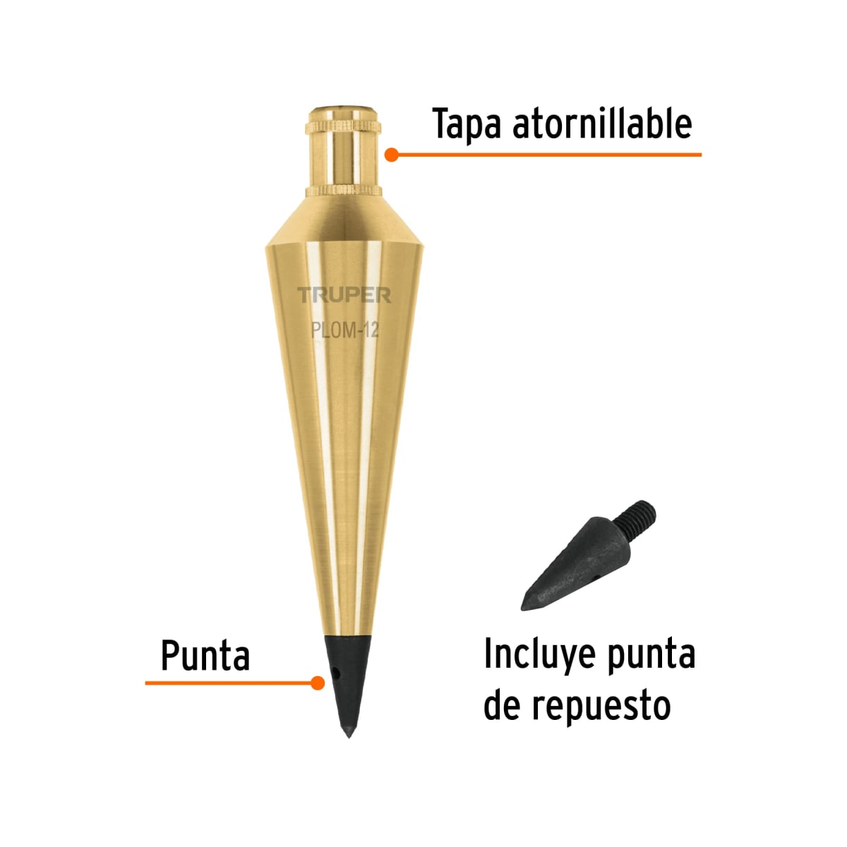 Plomada de latón 340 gramos (12oz) Truper2