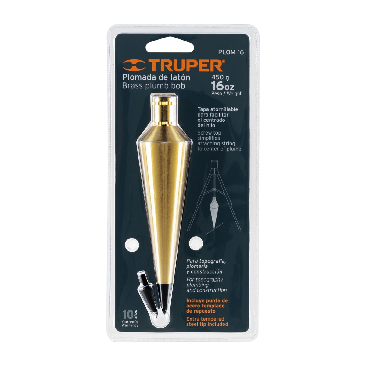 Plomada de latón 454 g Truper1