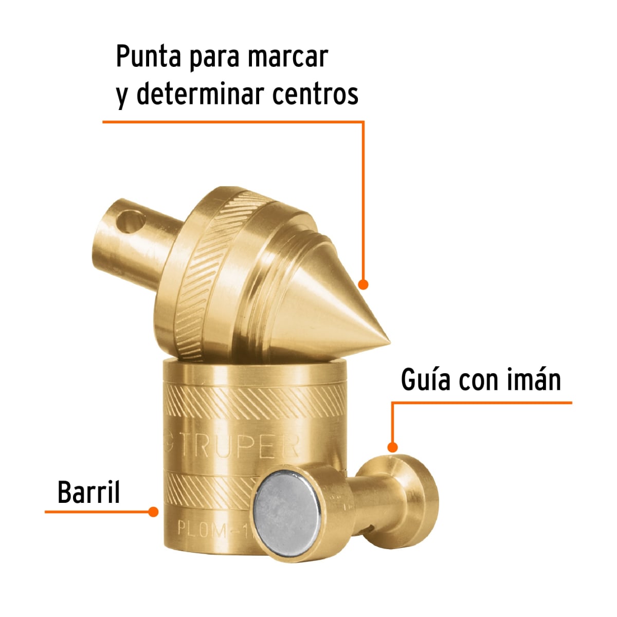 Plomada de latón con centro y guía magnética 340 gramos (12oz) Truper2