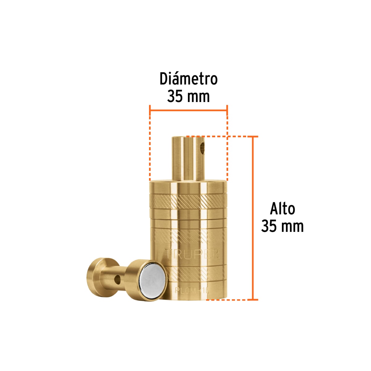 Plomada de latón con centro y guía magnética 340 gramos (12oz) Truper3