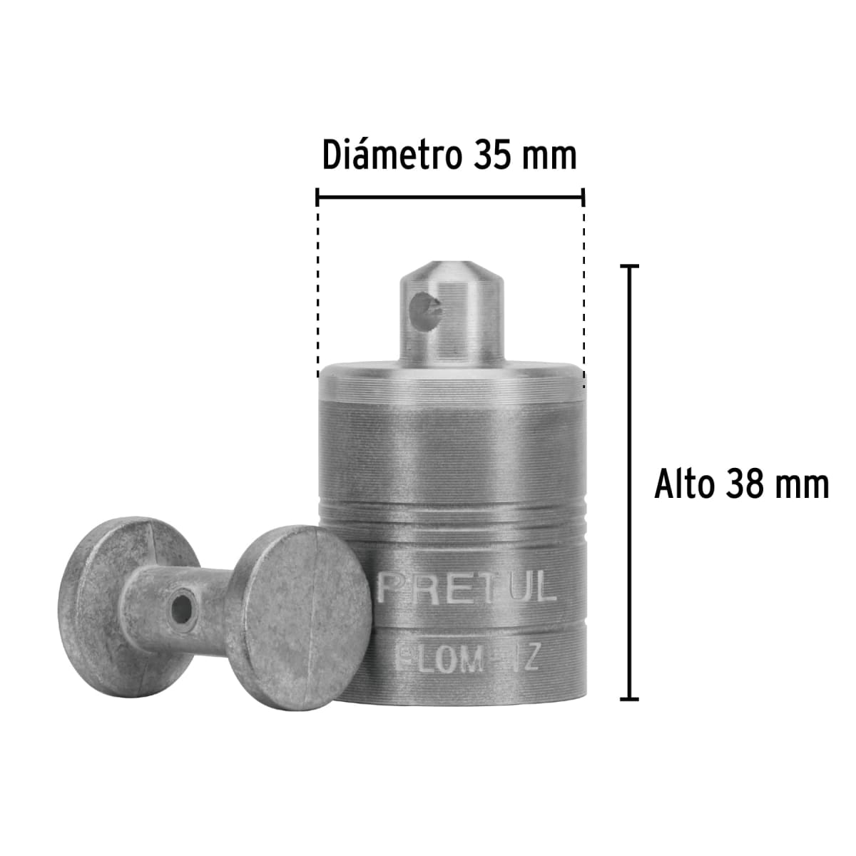 Plomada metálica de 200 g (7 oz) con centro, Pretul3