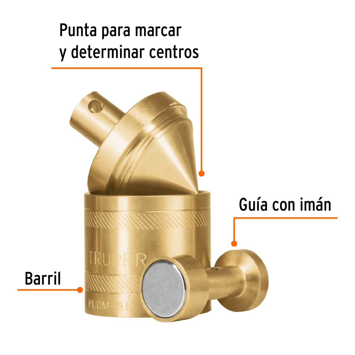 Plomada de latón con centro y guía magnética 450 gramos (16oz) Truper2