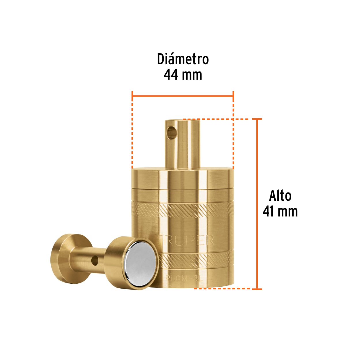 Plomada de latón con centro y guía magnética 450 gramos (16oz) Truper3
