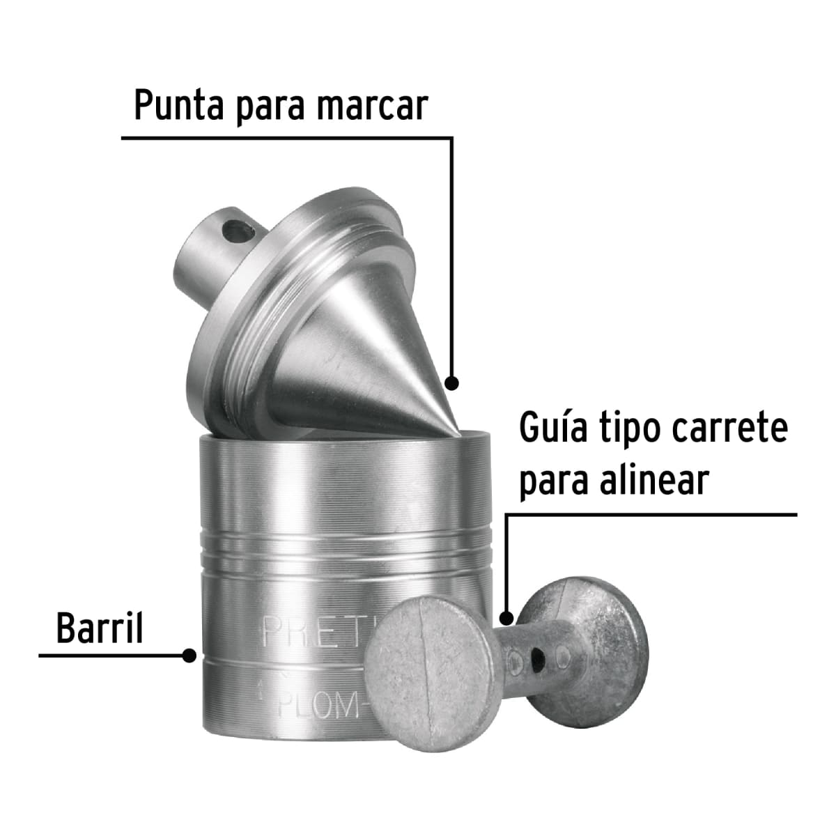 Plomada metálica de 340 g (12 oz) con centro, Pretul2