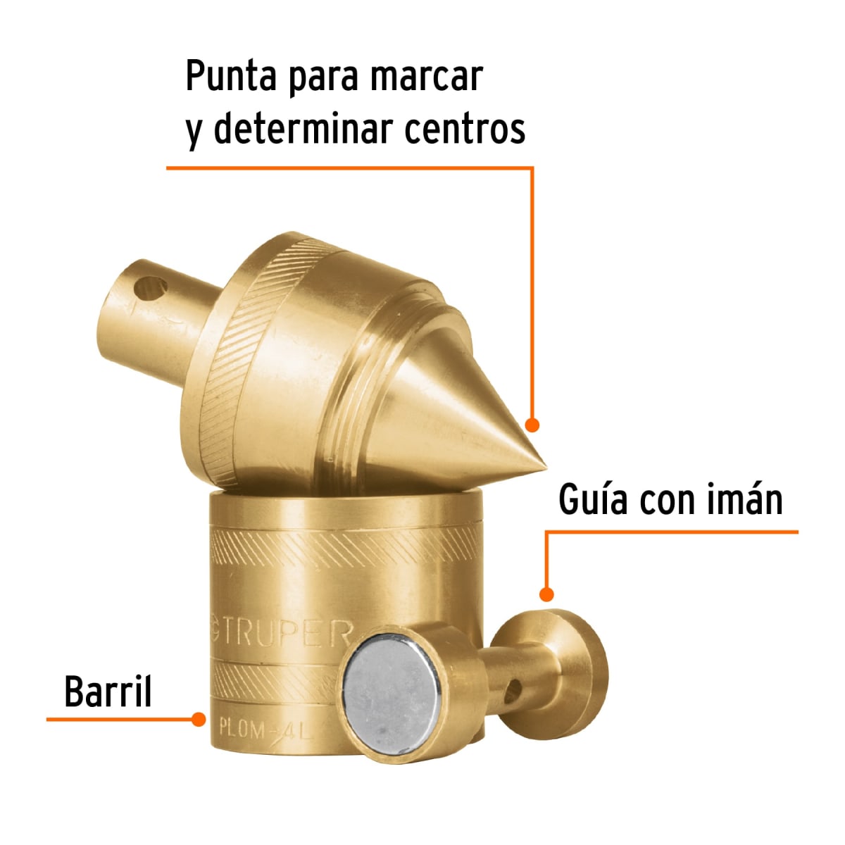 Plomada de latón con centro y guía magnética 675 gramos (24oz) Truper2