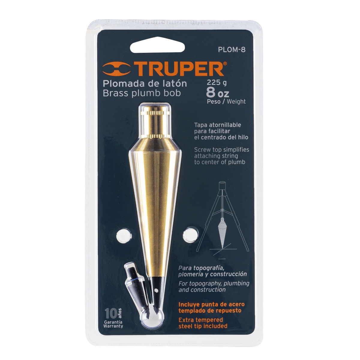 Plomada de latón 226 gramos (8oz) Truper4