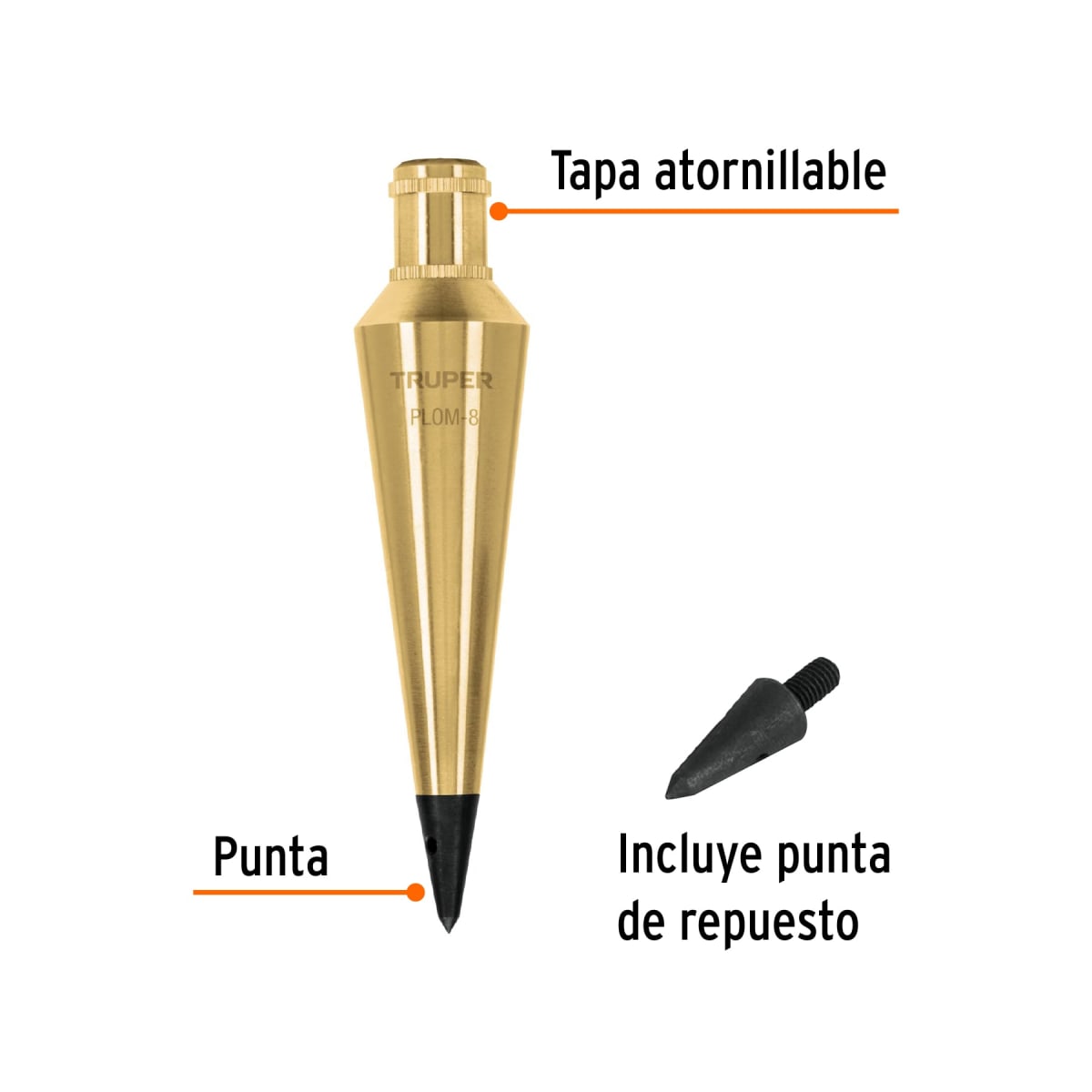 Plomada de latón 226 gramos (8oz) Truper2
