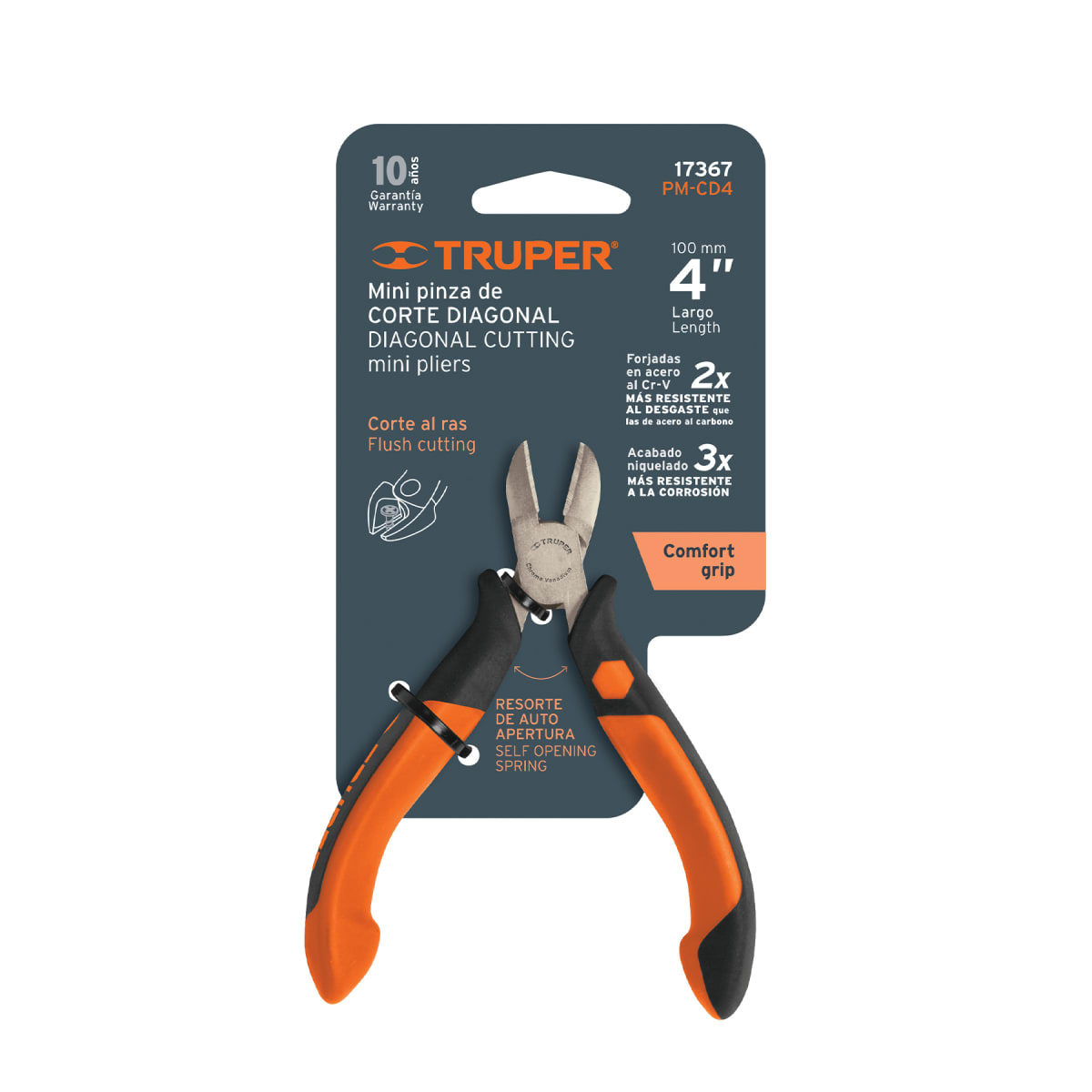Mini alicate de corte diagonal 4'' mango comfort grip Truper4