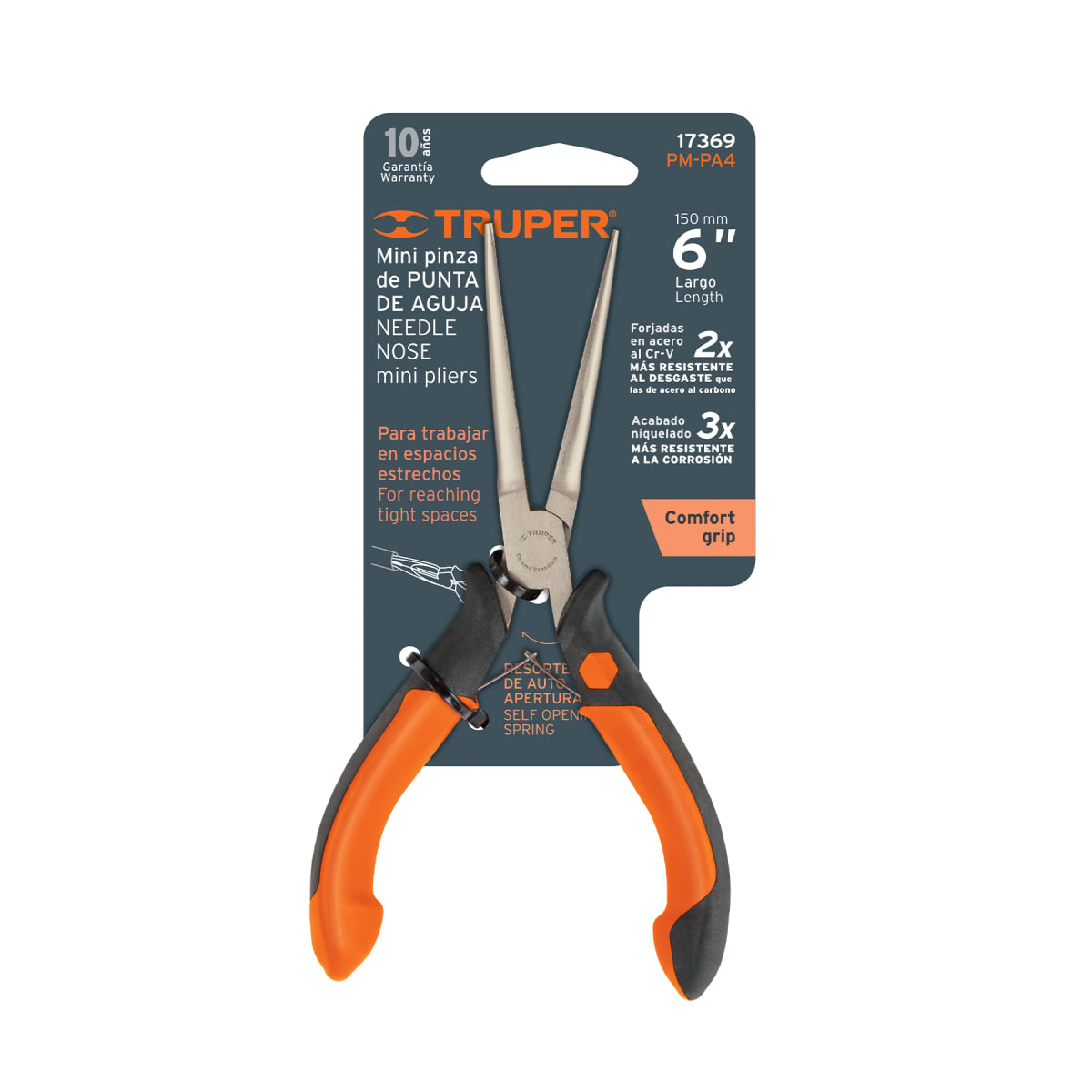 Mini alicate de punta de aguja 6'' mango comfort grip. truper5