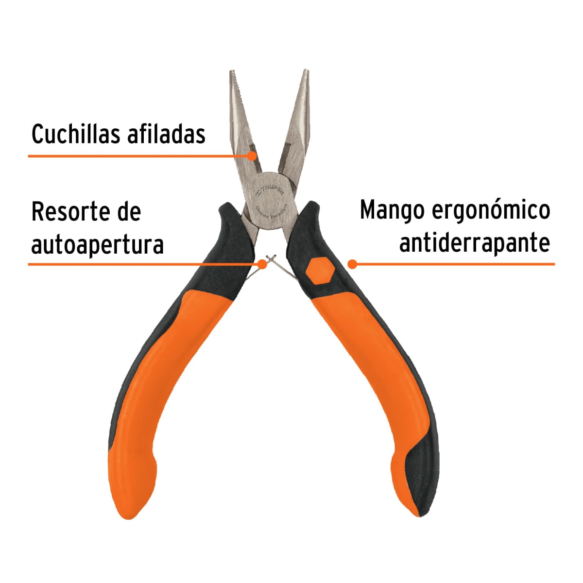 Mini alicate de punta y corte 5'' mango comfort grip. truper2