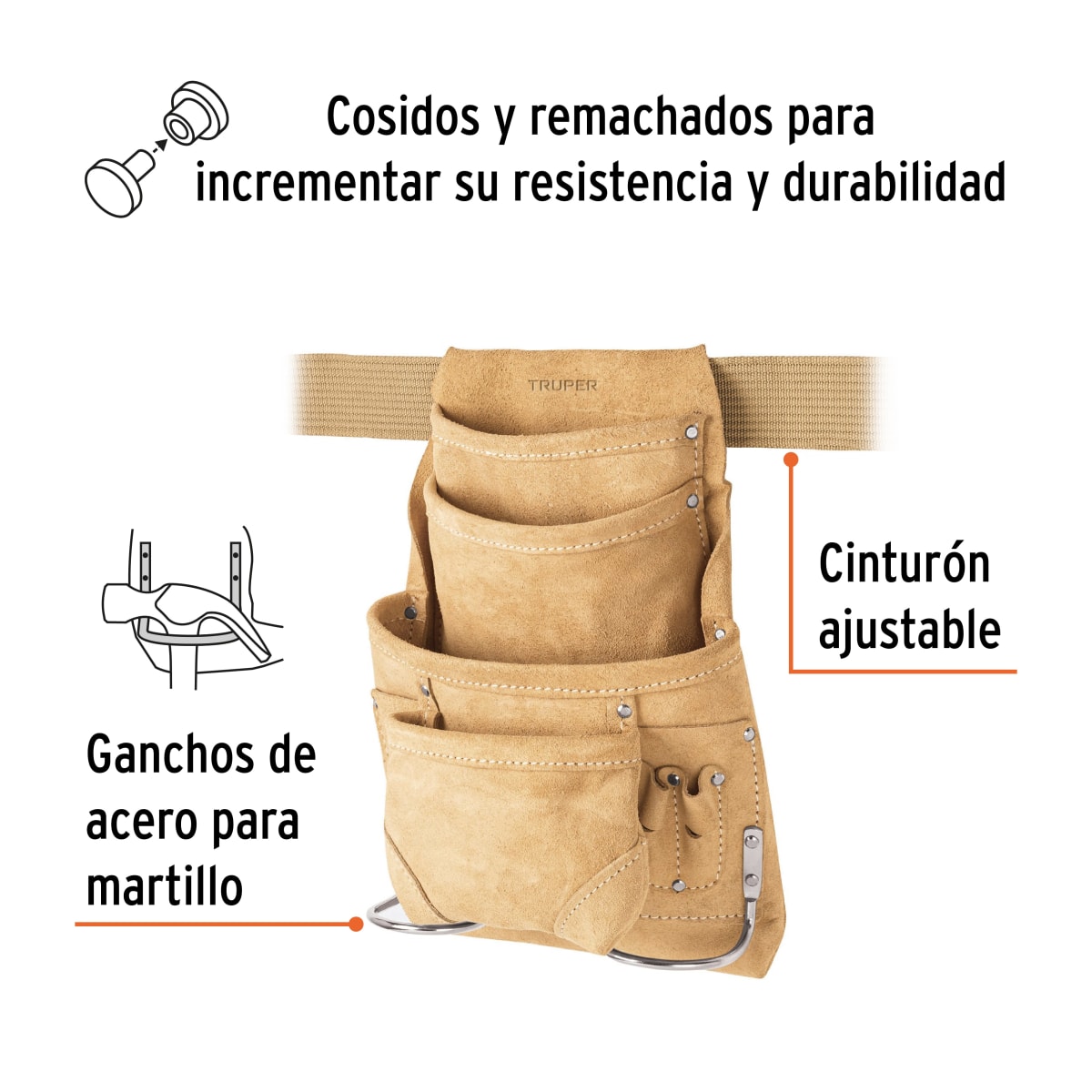 Cinturon Porta Herramientas 12 Compartimentos Truper2