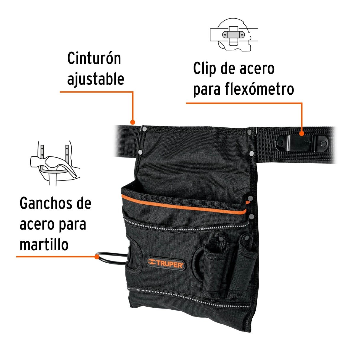 Cinturón Portaherramientas de Poliéster 5 Compartimientos Truper2
