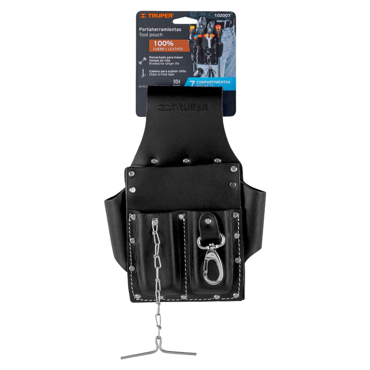 Cinturón portaherramientas grande de cuero 7 compartimentos Truper3